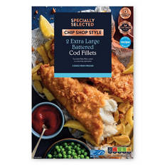 Chip Shop Style Extra Large Battered Cod Fillets 2 Pack