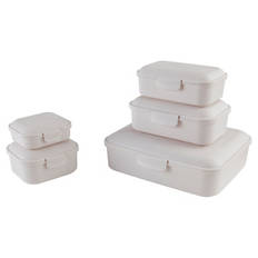 Frischhaltedosen 5er-Set, Eckig, Beige