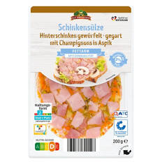 Aspik-Aufschnitt 200 g, Schinkensülze mit Champignons