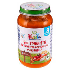 Bio-Menü 220 g, Spaghetti in Tomaten-Gemüse mit Mozzarella