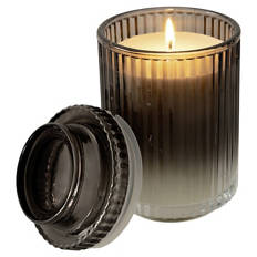 Kerze In Geriffeltem Glas/Vase, Schwarz