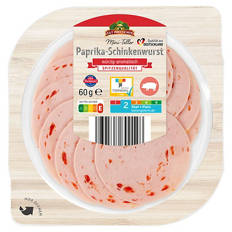 Mini Teller 60 g, Paprika-Schinkenwurst