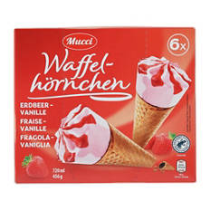Waffelhörnchen, Erdbeere-Vanille