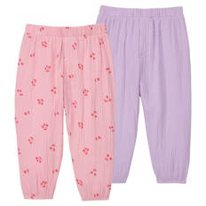 Baby Musselin Schlupfhose 2er-Pack, Rosa/Lila, 62/68