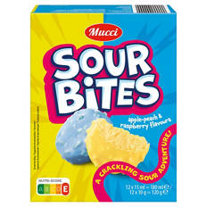 Saure Pralinen 180 ml, Himbeer/Apfel-Pfirsich