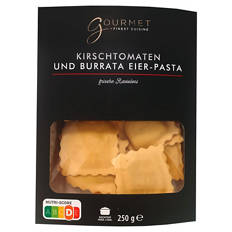Pasta 250 g, Ravioloni, Kirschtomaten und Burrata
