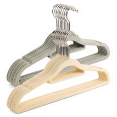 Kleiderbügel beflockt, Beige