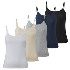 Damen Unterhemden, Spaghettitträger, 5er-Set, S 36/38