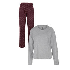 Damen Pyjama, Grau/Gepunktet, S 36/38