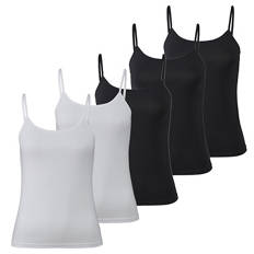 Damen Unterhemden, Spaghettitträger, 5er-Set, S 36/38