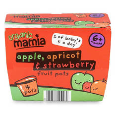 Organic Apple, Apricot & Strawberry Fruit Pots 4 Pack