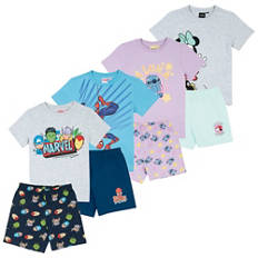 Kinder Shorty-Pyjama Lizenz, Minnie Maus, Grau/Türkis, 122/128