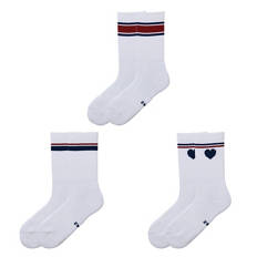 Damen und Herren Tennis-Socken 3er-Pack, Damen, Weiss/Rot/Blau, Gr. 35/38