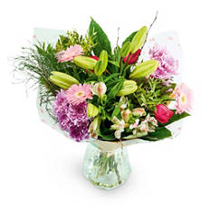Bouquet de la fête des mères "Merci maman", rose/rose