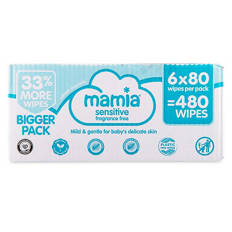 Sensitive Fragrance Free Baby Wipes 6 Pack
