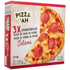 Pizza cotta nel forno di pietra salame