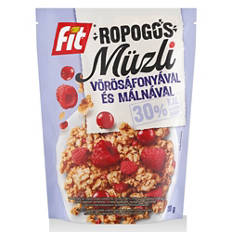 Ropogós müzli, vörös áfonyával és málnával, 200 g
