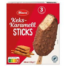Keks-Karamell Stieleis 300 ml, Milchschokolade