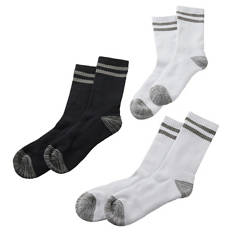 Damen-/Herren-Fitnesssocken 3er-Pack, Crew, Weiß/Grau/Schw., 35/38