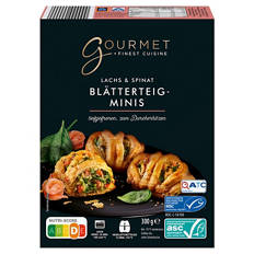 Blätterteig-Minis 300 g, Lachs-Spinat