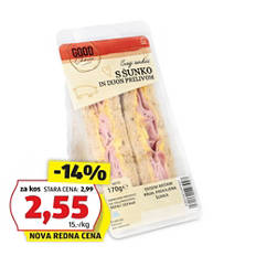 Proteinski sendvič, šunka in dijon