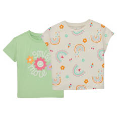 Kleinkinder T-Shirt, 2er-Pack, Grün/Weiß, 86/92