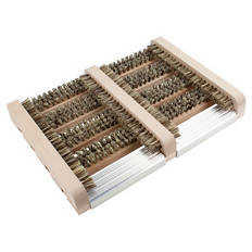 Holz Schuhabstreifer, braun mit Aluminium