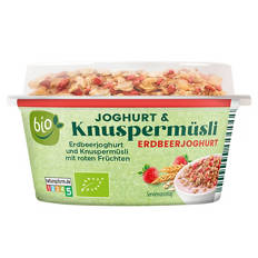 Bio Joghurt & Knuspermüsli 150 g, Erdbeer und Frucht