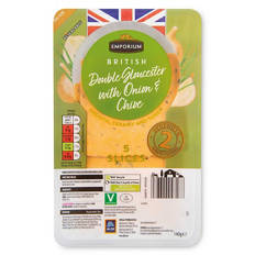 British Double Gloucester Cheese with Onion & Chive 5 Slices