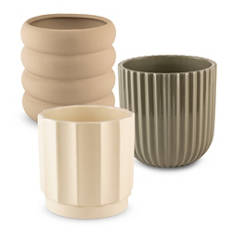 Pot pour plante effet vagues, blanc mat