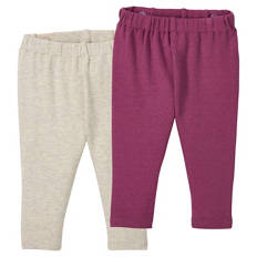 Kinderhose, 2er-Pack, beige/violett, 62/68