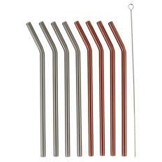Wiederverwendbare Trinkhalme, Glas, Gebogen, Bunt