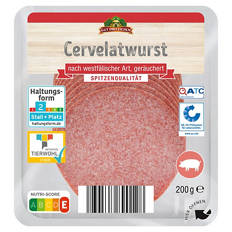 Dauerwurst-Aufschnitt 200 g, Cervelatwurst
