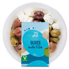 Pitted Green & Black Olives With Feta
