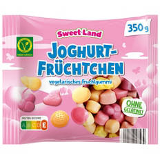 Caramelle gommose alla frutta vegetariane, yogurt alla frutta