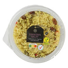 Orientalischer Salat Couscous, Paprika und Rosinen