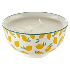 Kerze in Mediterraner Schale, Zitronen, Zitronenverbene