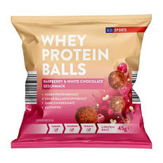 Whey Protein Balls 45 g, Raspberry-White Chocolate-Macada.