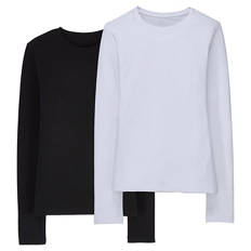 Damen Basic Shirt, 2er-Set, Weiß/Schwarz, S 36/38