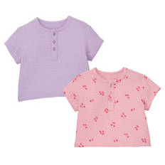 Baby Musselin Hemd 2er-Pack, Rosa/Lila, 86/92