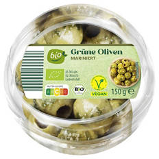 Bio-Antipasti 150 g, Grüne Oliven