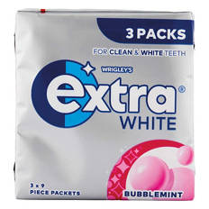 Extra White Bubblemint Chewing Gum 3 Pack
