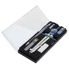Zirkel- oder Geometrie-Set, Zirkel, Blau bedruckt