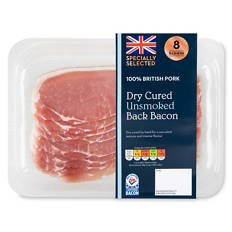 100% British Pork Dry Cured Unsmoked Back Bacon 8 Pack