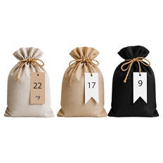 Adventskalender Bastelset, Jute-Schnurbeutel, Traditionell