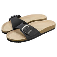 Damen oder Herren Tieffußbettpantoletten, Damen, Schwarz, 37