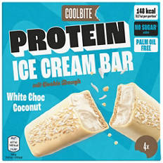 Proteineisriegel, weisse Schokolade