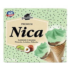 Korneti Nica, pistacija, lešnik, piškotek