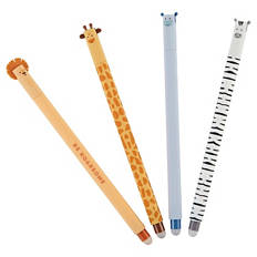 Radierbare Tintenroller/Highlighter, Safari-Tiere, Stifte 4er-Pack