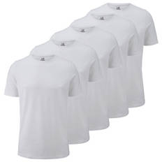 Herren Basic T-Shirts, 5er-Set, Weiß, M